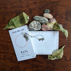 Love My Cat Silver Tone Charm Necklace 16-18"